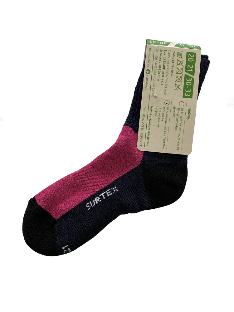 Surtex froté ponožky 70% merino, volný lem - růžové_1