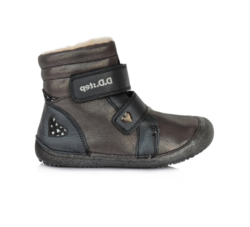 D.D.step zimní Black stříbrné se srdíčky W063-829A