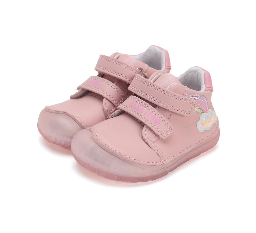 DDstep kožené tenisky S073-511424 Baby Pink duha_20