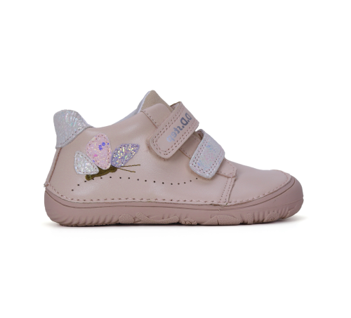 D.D.step kožené tenisky S073-41984 Baby Pink motýl