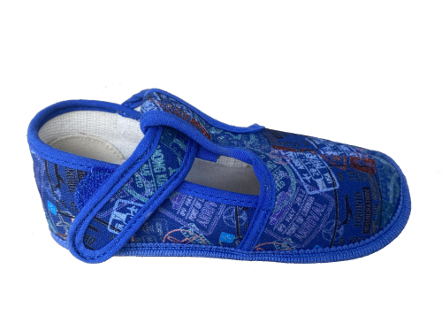 Beda barefoot papučky Modré nápisy - užší typ