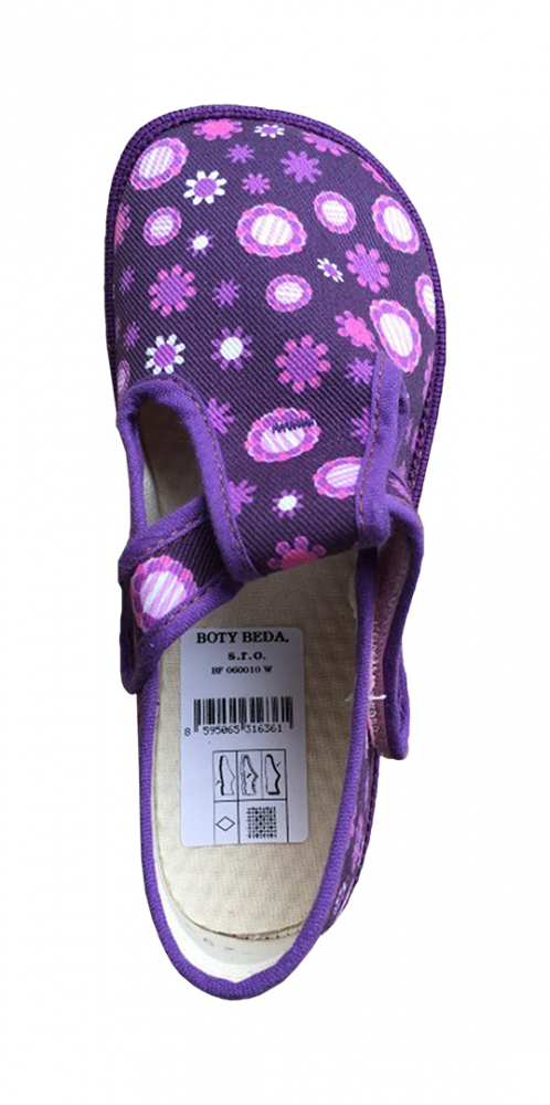 Beda barefoot papučky Violet Flower - širší_1