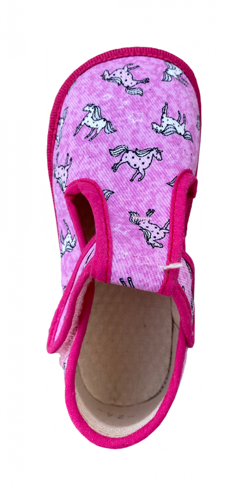 Beda barefoot papučky Růžový koník - širší