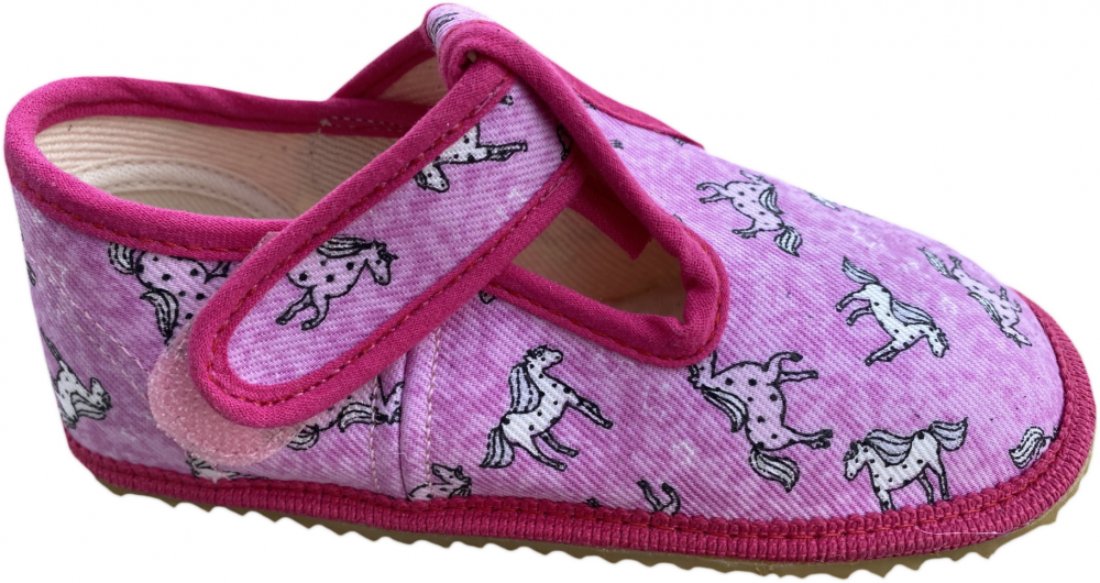 Beda barefoot papučky Růžový koník - užší typ